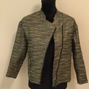 H&M Green & Gold Tweed Zip Jacket